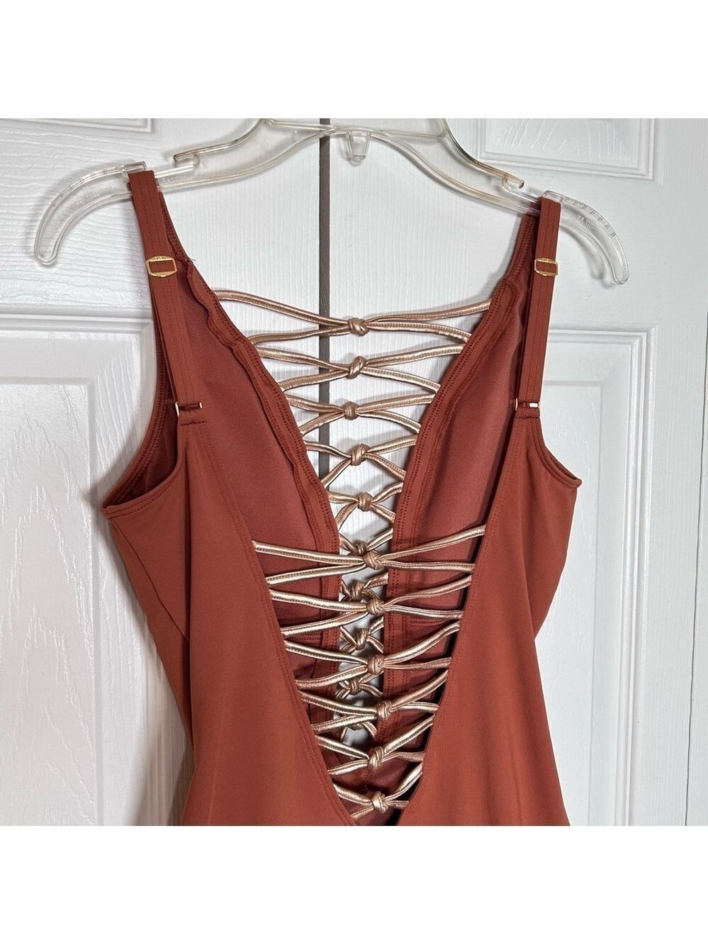 Bleu Rod Beattie One Piece Swimsuit Brown Gold Size 4 - Picture 10 of 14
